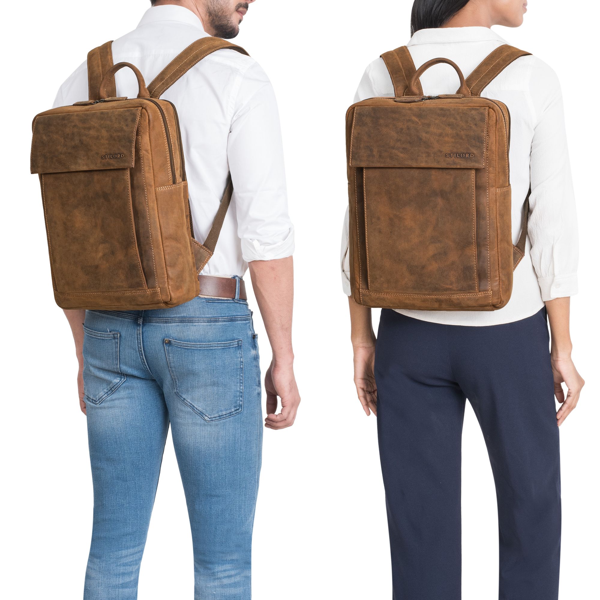 herren rucksack echtleder mit laptopfach braun