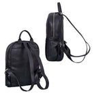 Rucksack Damen Schwarz aus Echtleder in der seitlichen und hinteren Darstellung