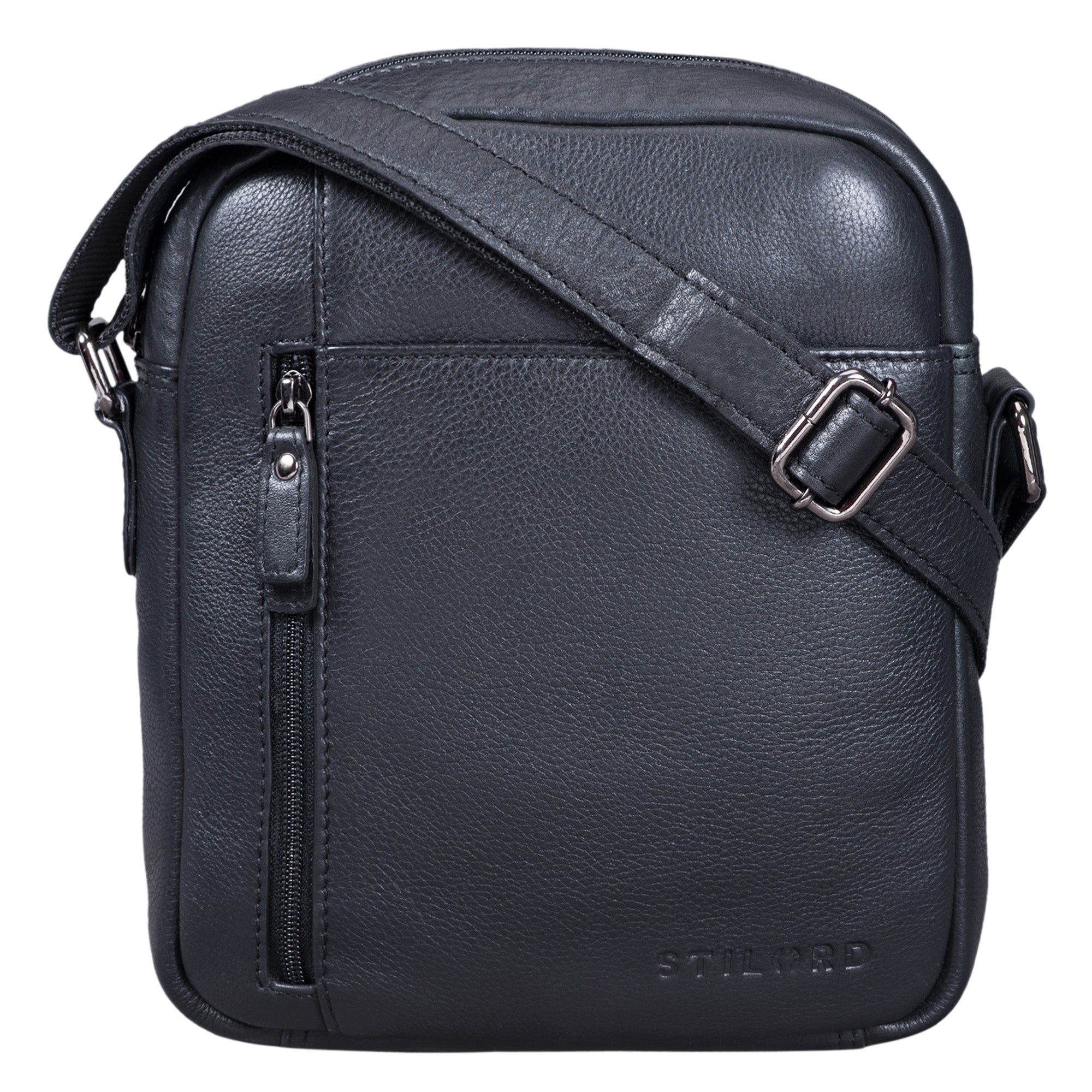 schwarze Ledertasche klein kompakt Echtleder